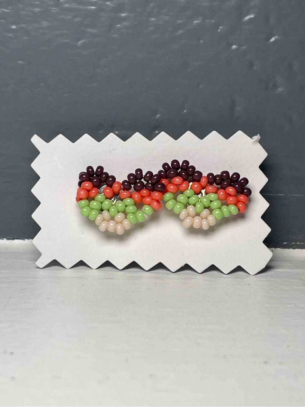 Huichol Beaded Heart Stud Earrings